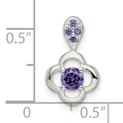 Sterling Silver Polished Purple Cz Flower Pendant