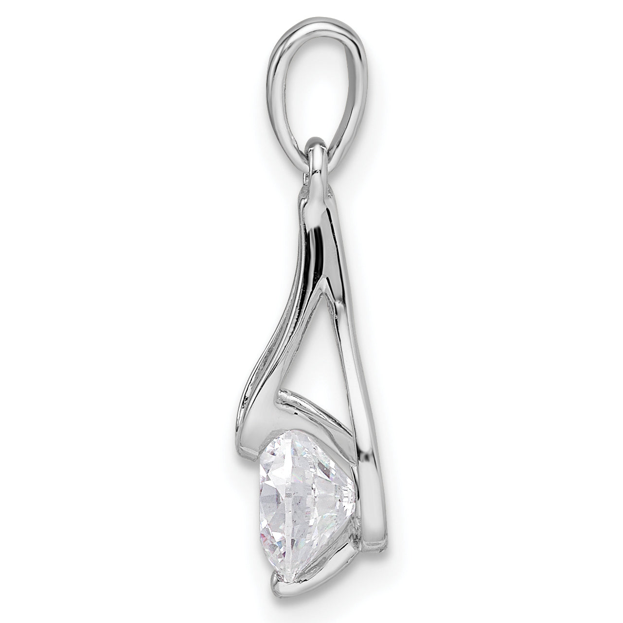 Sterling Silver Rhodium-Plated Cz Pendant
