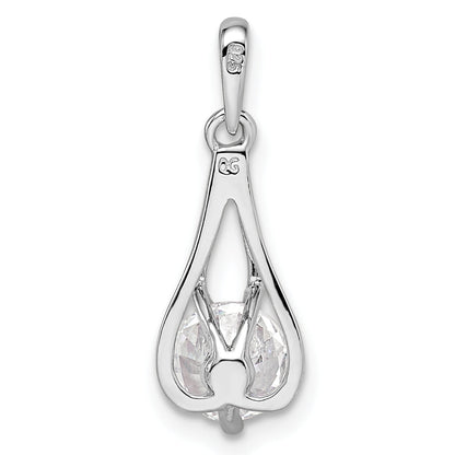 Sterling Silver Rhodium-Plated Cz Pendant
