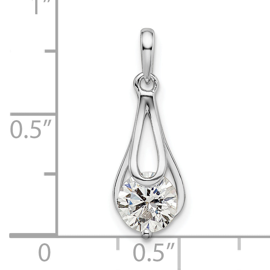 Sterling Silver Rhodium-Plated Cz Pendant