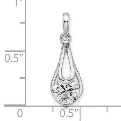 Sterling Silver Rhodium-Plated Cz Pendant