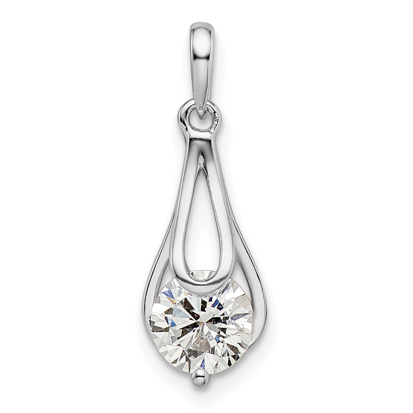 Sterling Silver Rhodium-Plated Cz Pendant