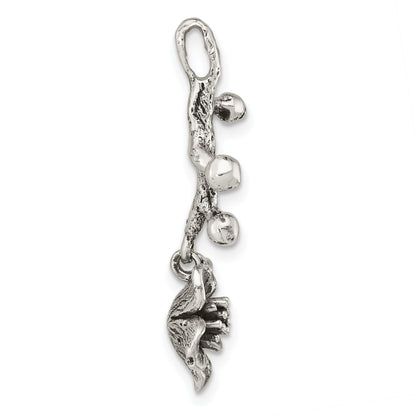 Sterling Silver Oxidized Branch W/Flower Pendant