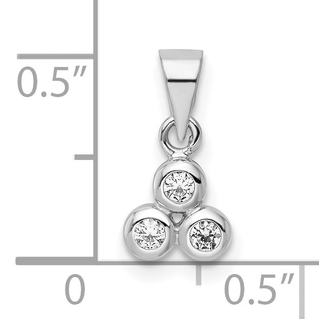 Sterling Silver Rh Polished Cz Pendant