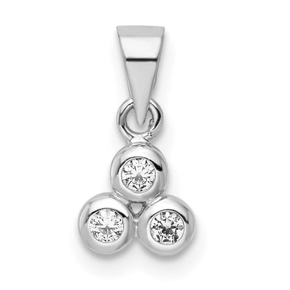 Sterling Silver Rh Polished Cz Pendant