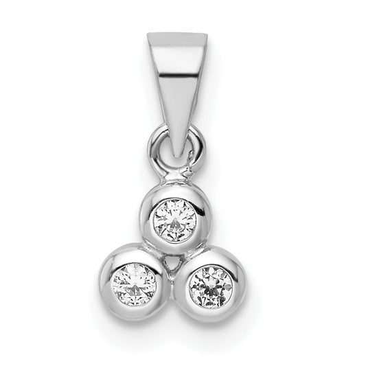 Sterling Silver Rh Polished Cz Pendant