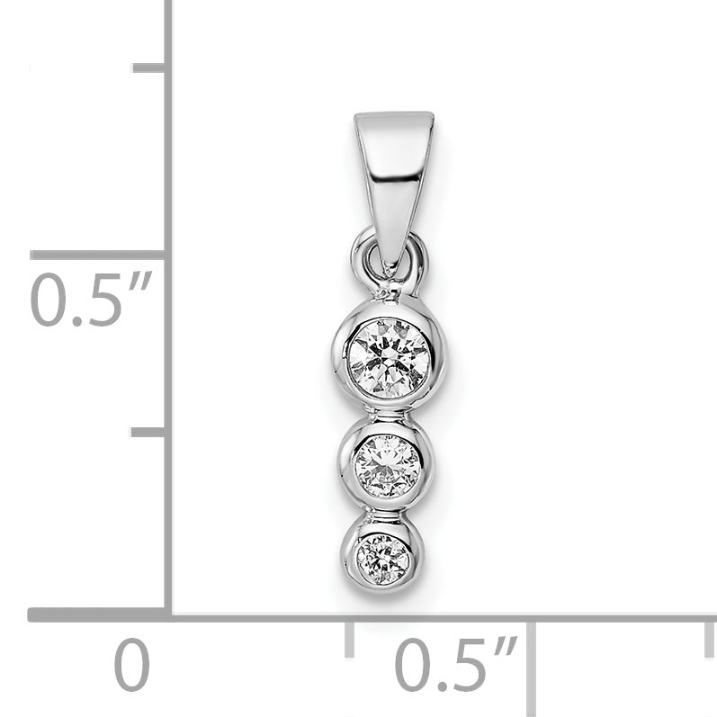 Sterling Silver Rh Polished Cz Pendant