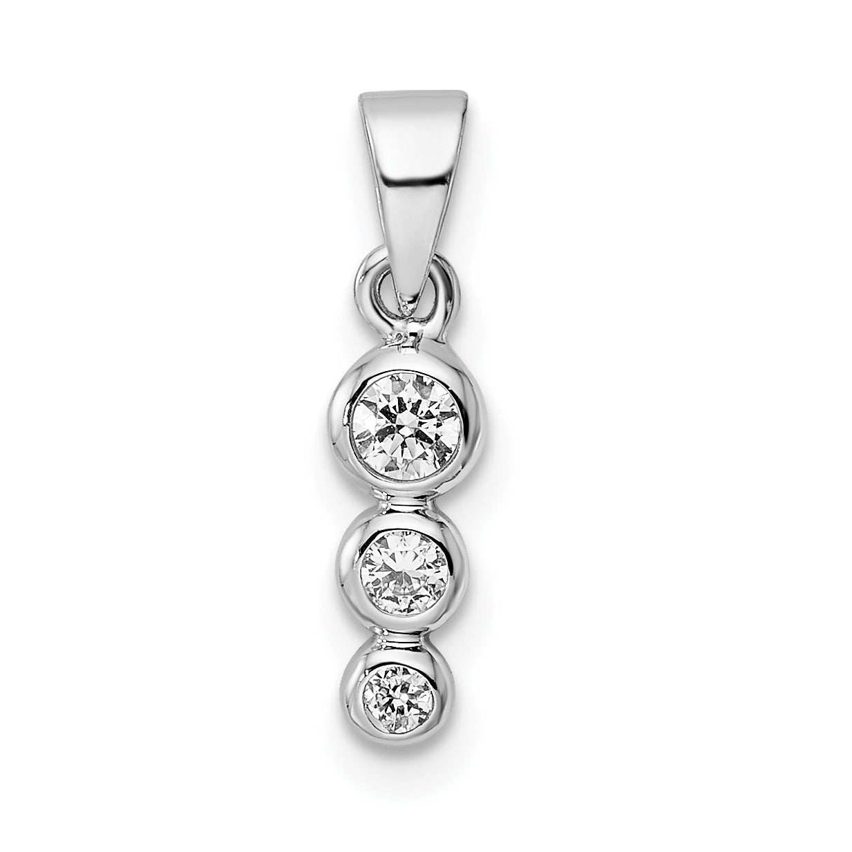Sterling Silver Rh Polished Cz Pendant