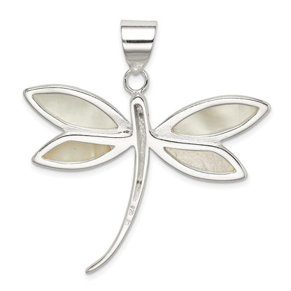 Sterling Silver White Shell Dragonfly Pendant