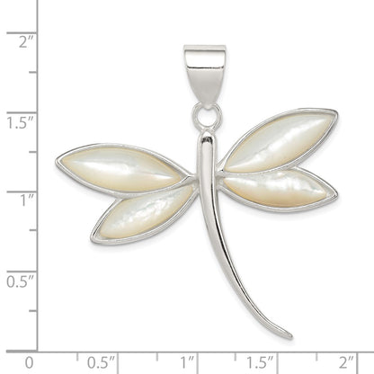 Sterling Silver White Shell Dragonfly Pendant