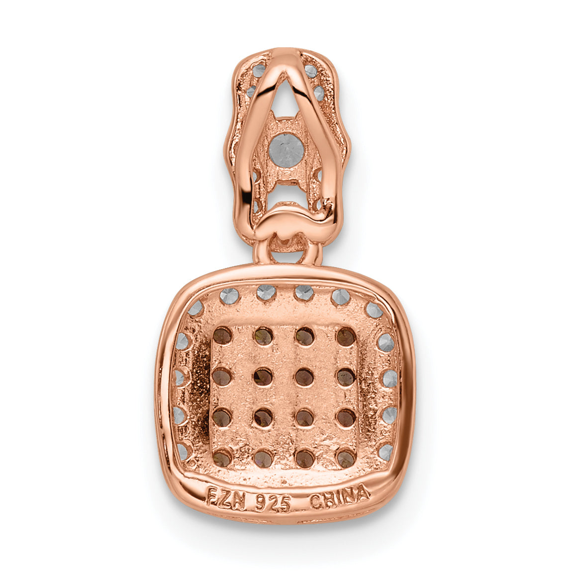 Sterling Silver Rose-Tone Black Rhodium-Plated Fancy Cz Pendant