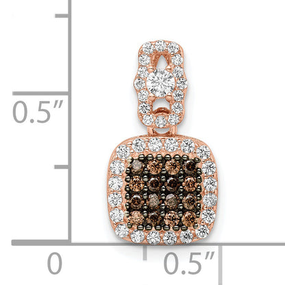 Sterling Silver Rose-Tone Black Rhodium-Plated Fancy Cz Pendant