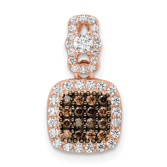 Sterling Silver Rose-Tone Black Rhodium-Plated Fancy Cz Pendant