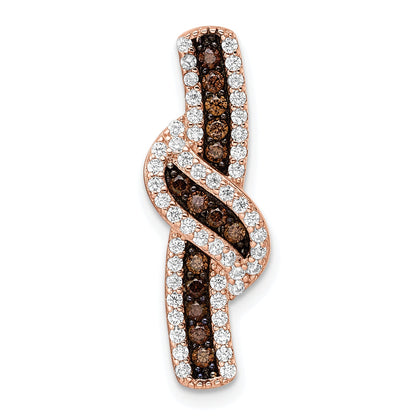 Sterling Silver Rose-Tone Black Rhodium-Plated Cz Fancy Chain Slide