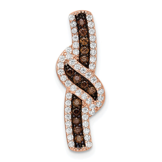 Sterling Silver Rose-Tone Black Rhodium-Plated Cz Fancy Chain Slide