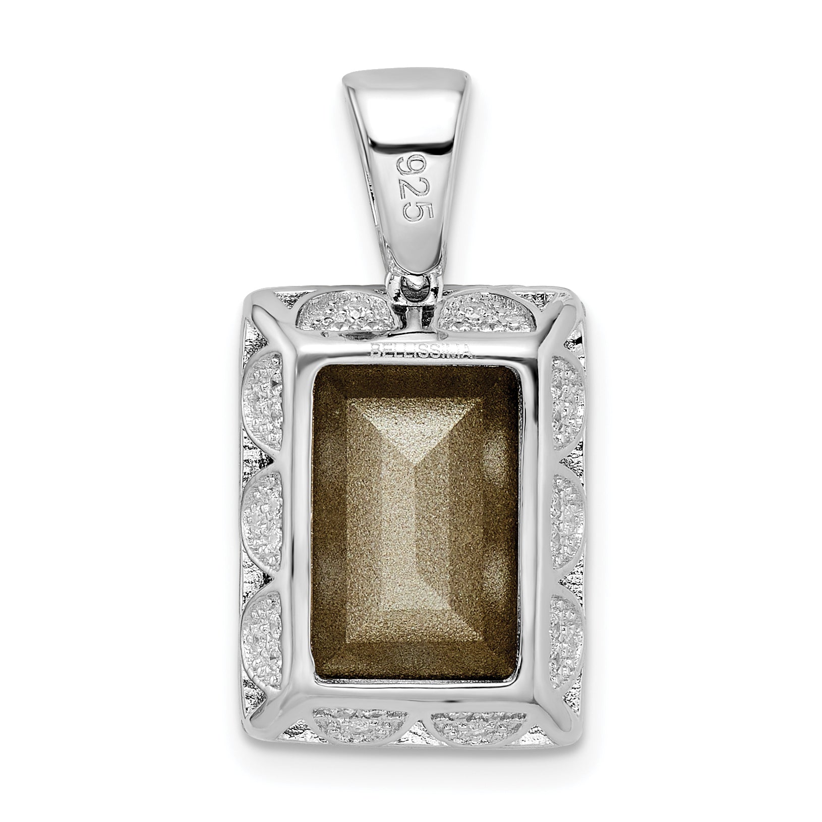 Sterling Silver Rhodium-Plated Cz & Yellow Swarovski Crystal Pendant