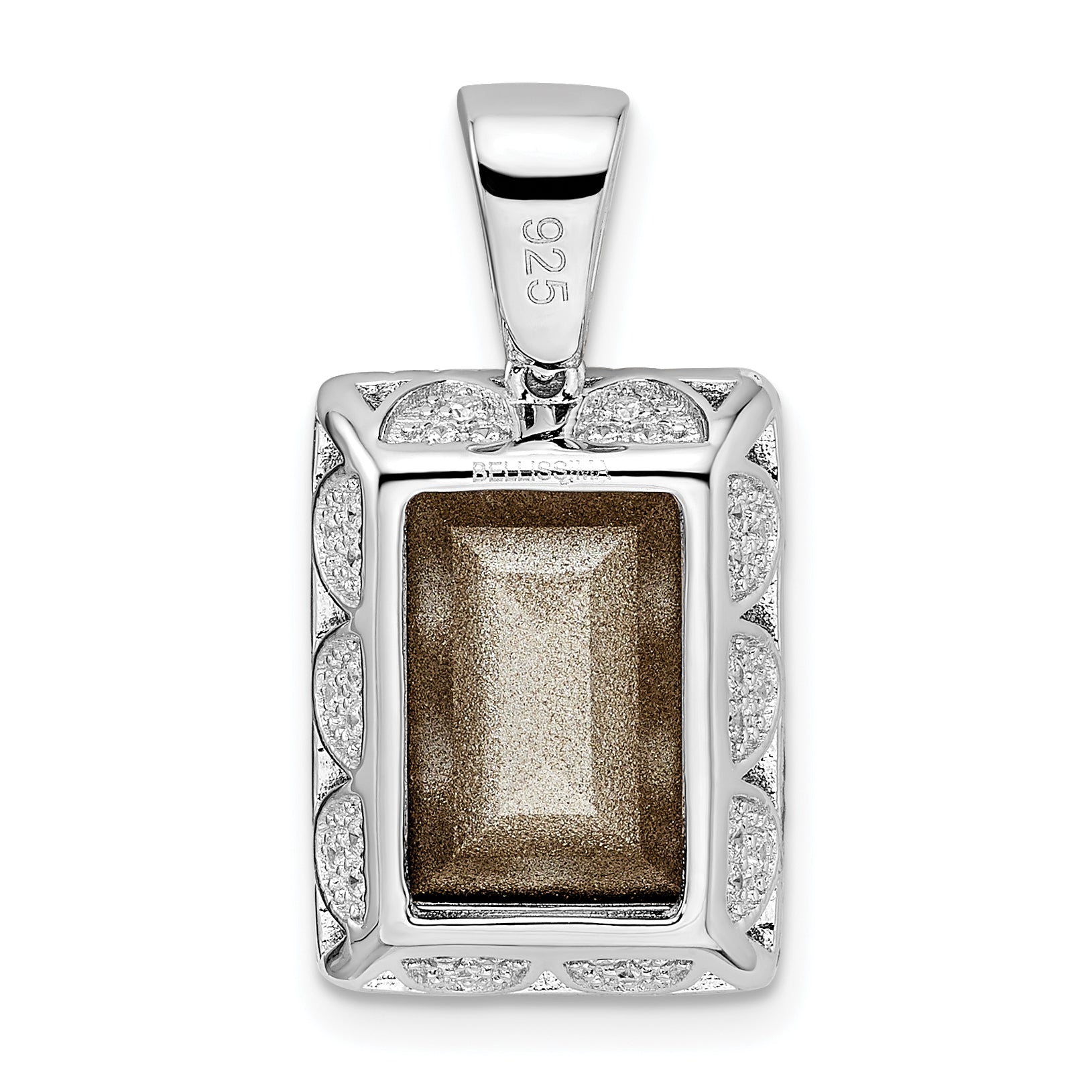 Sterling Silver Rhodium-Plated Cz & Purple Swarovski Crystal Pendant