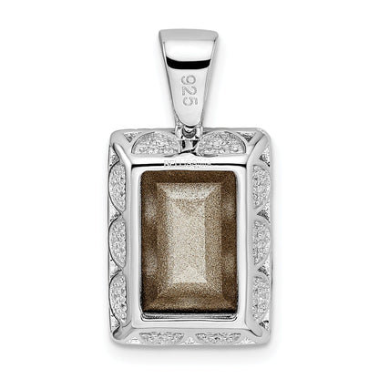 Sterling Silver Rhodium-Plated Cz & Purple Swarovski Crystal Pendant