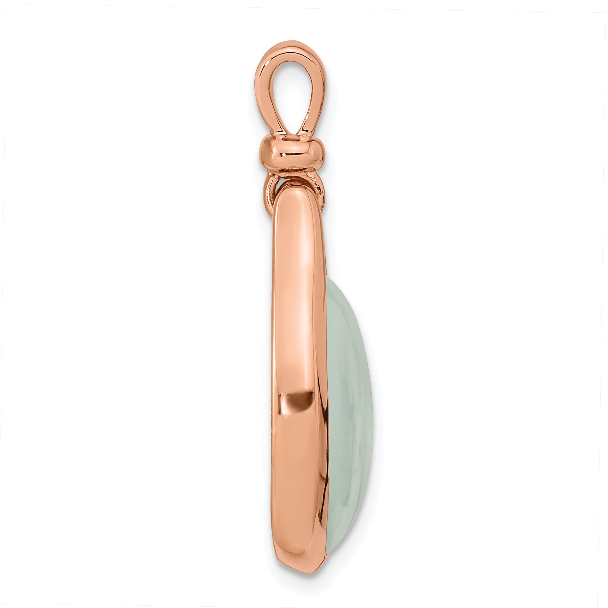 Ss/Rose Plated Sterling Silver Rose Gold-Plated Green Chalcedony Pendant
