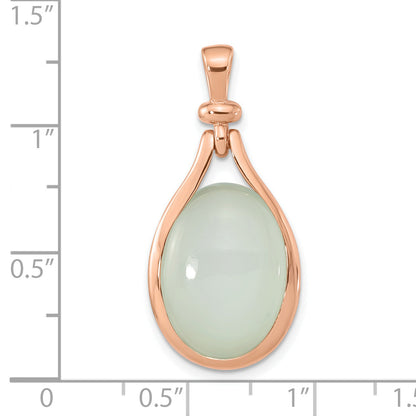 Ss/Rose Plated Sterling Silver Rose Gold-Plated Green Chalcedony Pendant