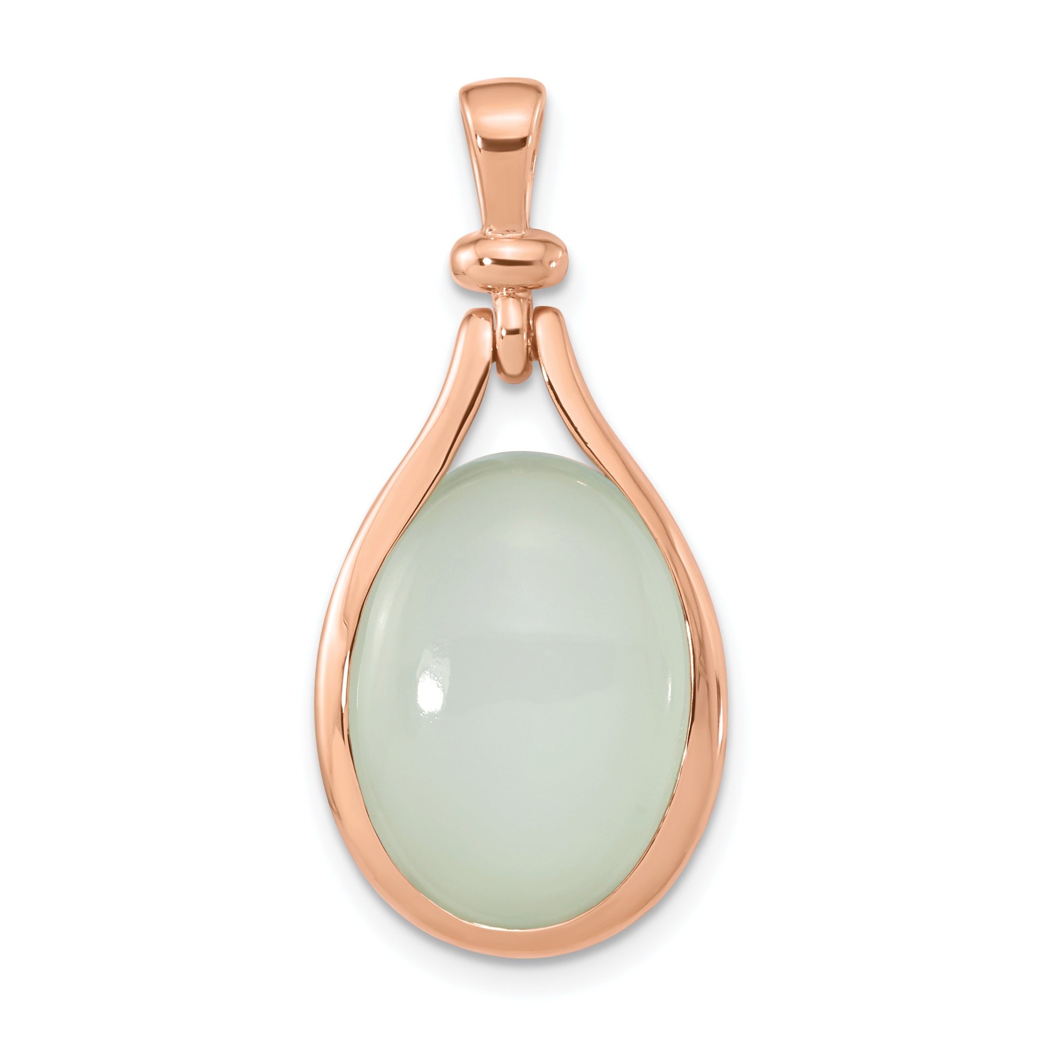 Ss/Rose Plated Sterling Silver Rose Gold-Plated Green Chalcedony Pendant