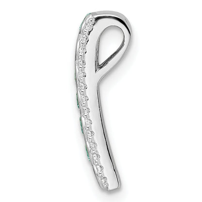 Sterling Silver Rhodium Plated Aqua & White Cz Chain Slide