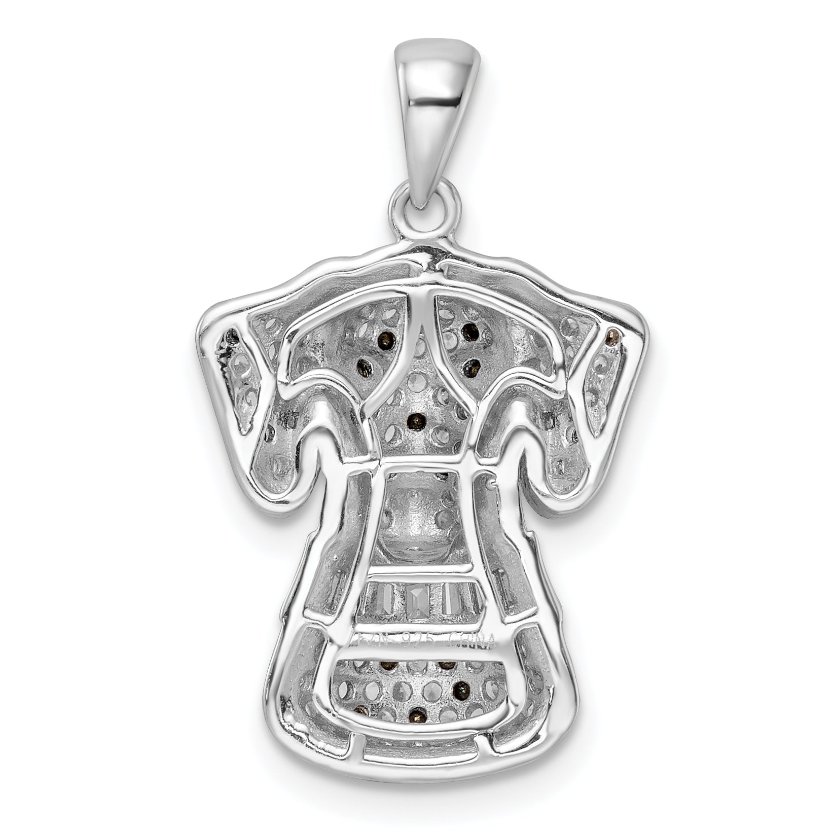 Sterling Silver Rhodium-Plated Polished Cz Dalmatian Pendant