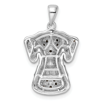 Sterling Silver Rhodium-Plated Polished Cz Dalmatian Pendant