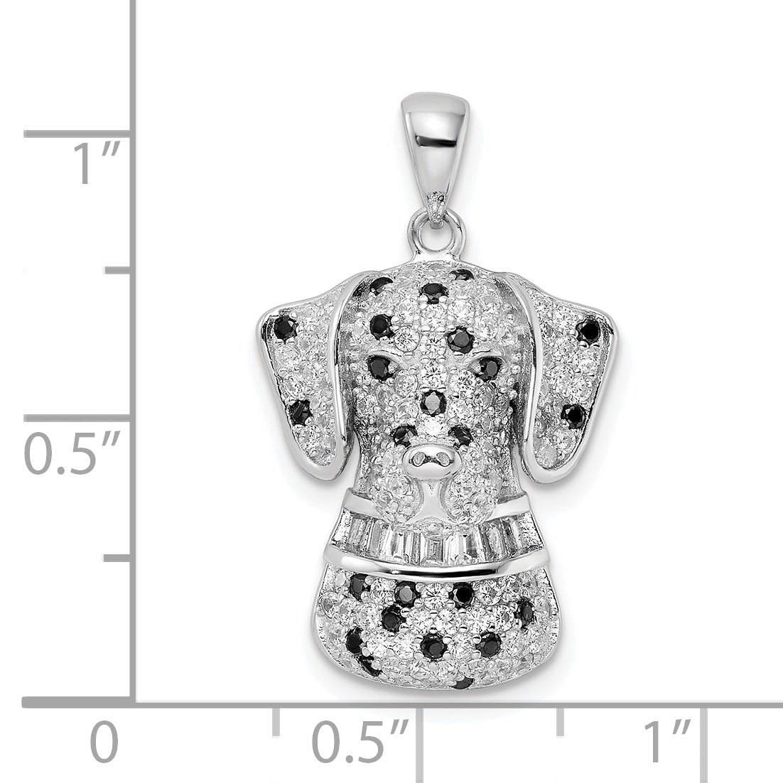 Sterling Silver Rhodium-Plated Polished Cz Dalmatian Pendant