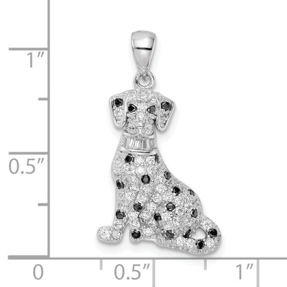 Sterling Silver Rhodium-Plated Polished Cz Dalmatian Pendant