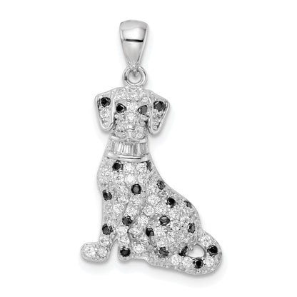Sterling Silver Rhodium-Plated Polished Cz Dalmatian Pendant
