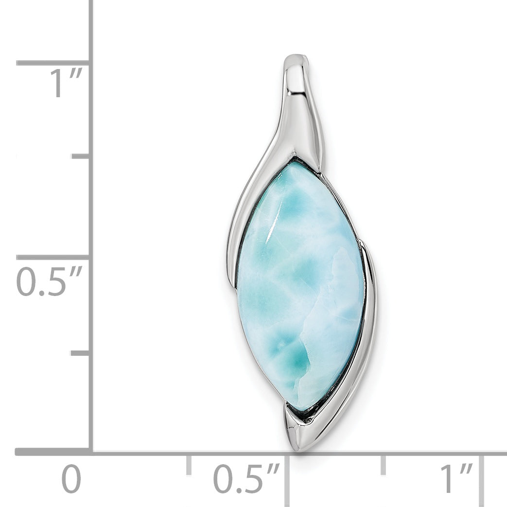 Sterling Silver Rhodium-Plated Polished Larimar Pendant