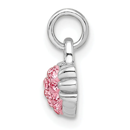 Sterling Silver Rhodium-Plated Pink Preciosa Crystal Heart Candy Pendant