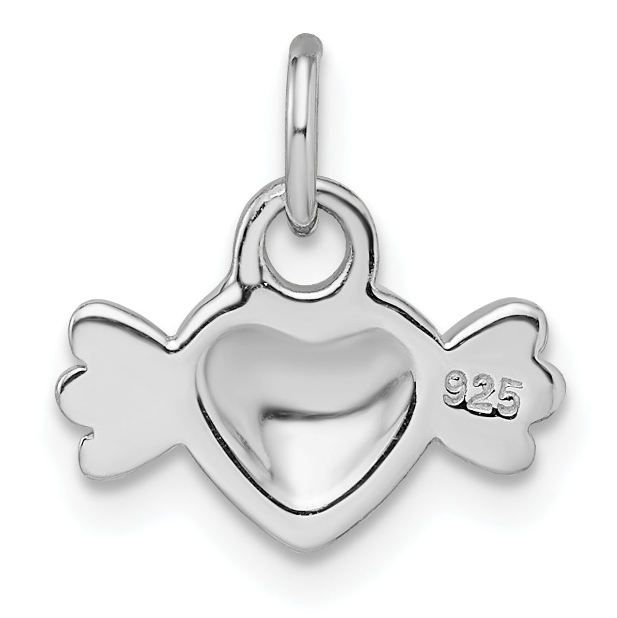 Sterling Silver Rhodium-Plated Pink Preciosa Crystal Heart Candy Pendant