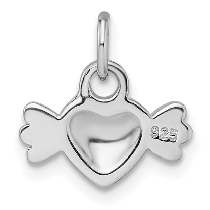 Sterling Silver Rhodium-Plated Pink Preciosa Crystal Heart Candy Pendant