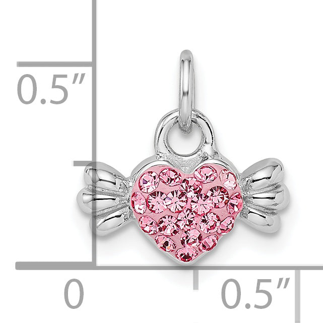 Sterling Silver Rhodium-Plated Pink Preciosa Crystal Heart Candy Pendant