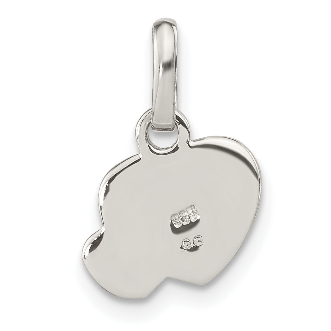 Sterling Silver Rhodium-Plated Pink Enamel Double Heart Pendant