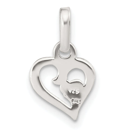 Sterling Silver & Rose-Tone Polished Open Hearts Pendant