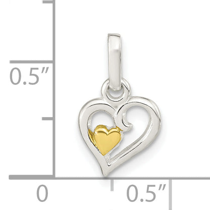 Sterling Silver & Rose-Tone Polished Open Hearts Pendant