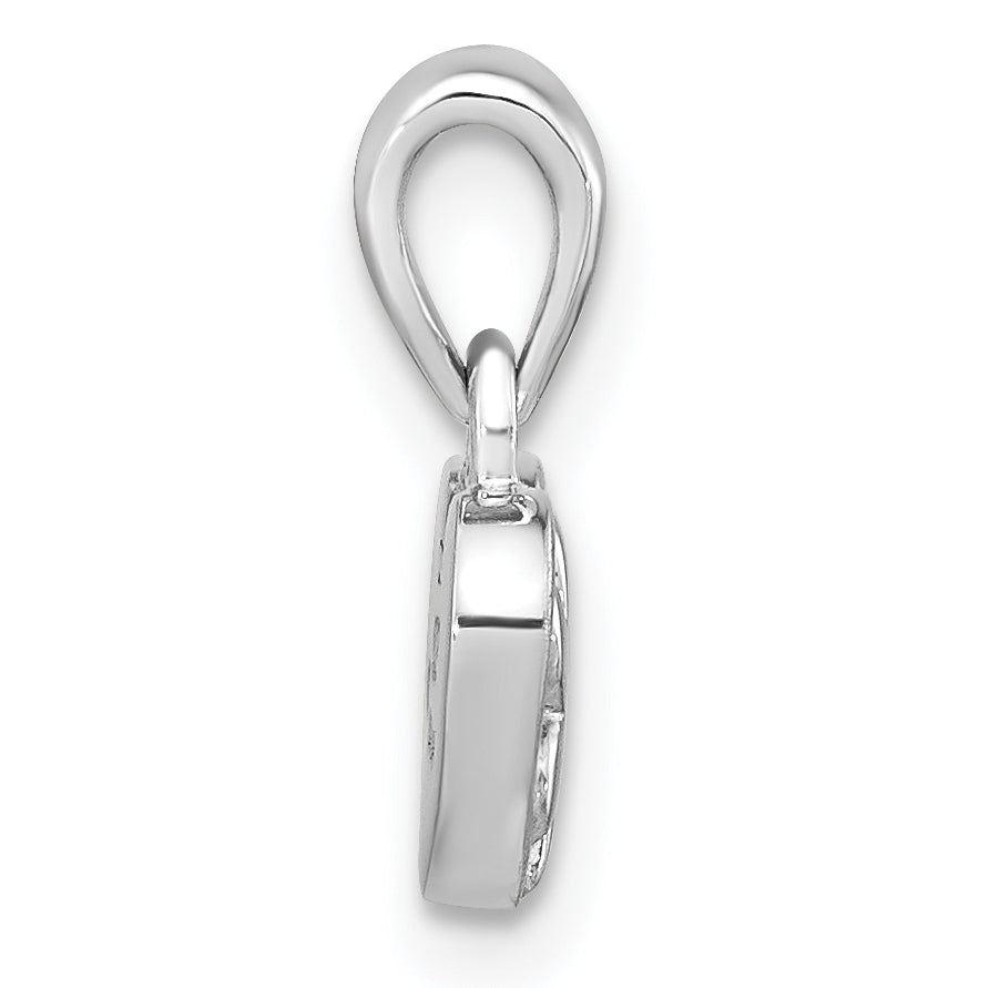 Sterling Silver Rh-Plated Cz Flower Heart Pendant