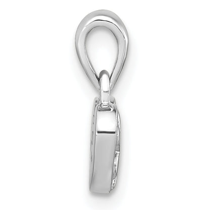 Sterling Silver Rh-Plated Cz Flower Heart Pendant