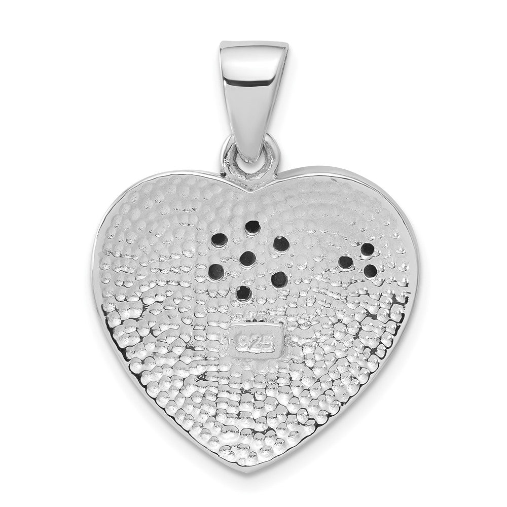 Sterling Silver Multicolored Stone Inlay Flower Heart Pendant