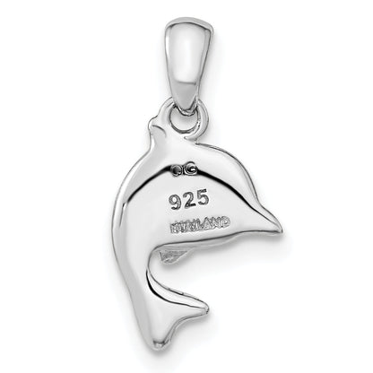 Ss/Rose Plated Sterling Silver Rh-Plated & Rose Gold-Plated Brushed Dolphin Pendant