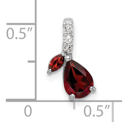 Sterling Silver Rh-Plated .93T.W. Garnet & White Topaz Pendant