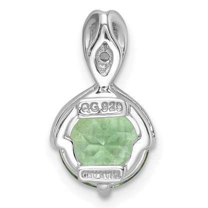 Sterling Silver Ss Rh-Plated Circle 1.86T.W. Green Quartz/White Topaz Pendant