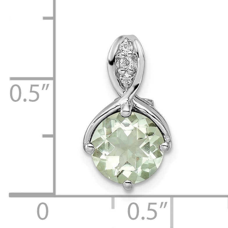 Sterling Silver Ss Rh-Plated Circle 1.86T.W. Green Quartz/White Topaz Pendant