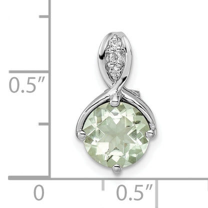 Sterling Silver Ss Rh-Plated Circle 1.86T.W. Green Quartz/White Topaz Pendant