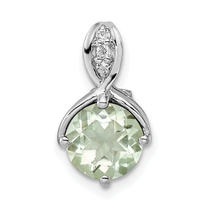 Sterling Silver Ss Rh-Plated Circle 1.86T.W. Green Quartz/White Topaz Pendant