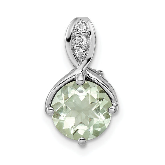 Sterling Silver Ss Rh-Plated Circle 1.86T.W. Green Quartz/White Topaz Pendant