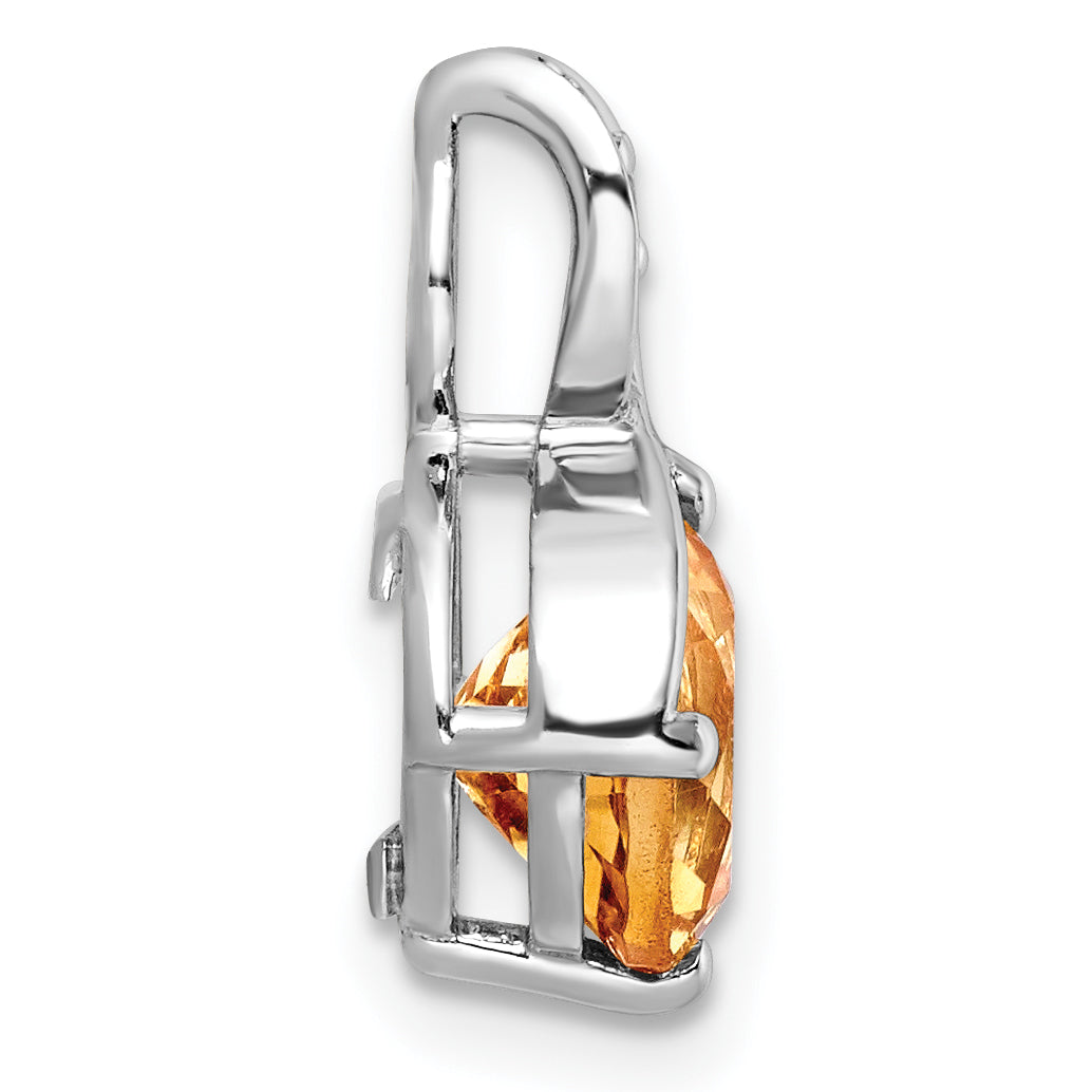 Sterling Silver Rh-Plated Circle 1.86T.W. Citrine/White Topaz Pendant